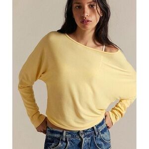 We The Free Lola Off-The-Shoulder Long Sleeve Top in Sunlight, NWT, size XL